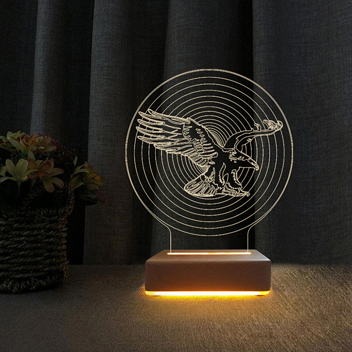 3D Led Gece Lambası Beşiktaşlılara Hediye Kara Kartal Tasarımlı Gece Masa Lambası 