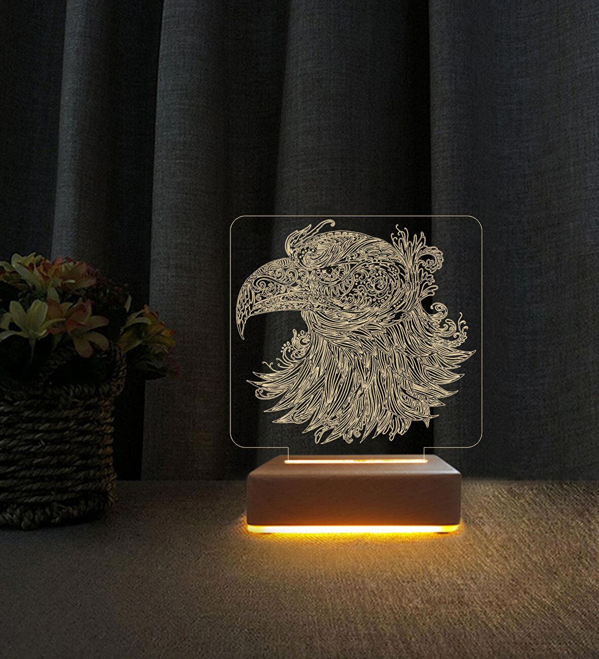 3D Led Gece Lambası Kartal Tasarım Beşiktaşlılar için Hediye
