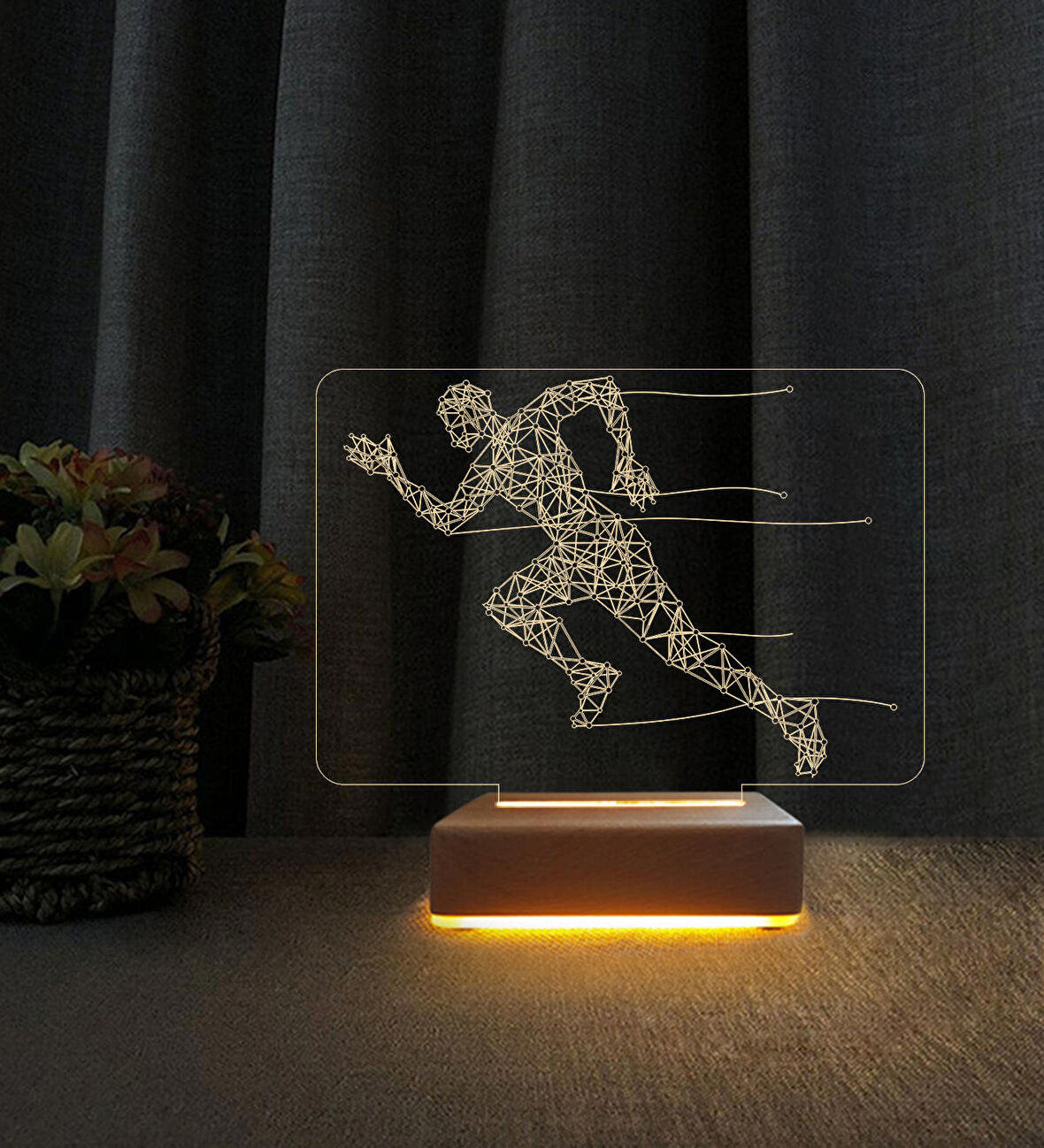 3D Led Gece Lambası Koşucu Tasarımlı 3D Masa Lambası Doğum Günü Hediyesi Lamba