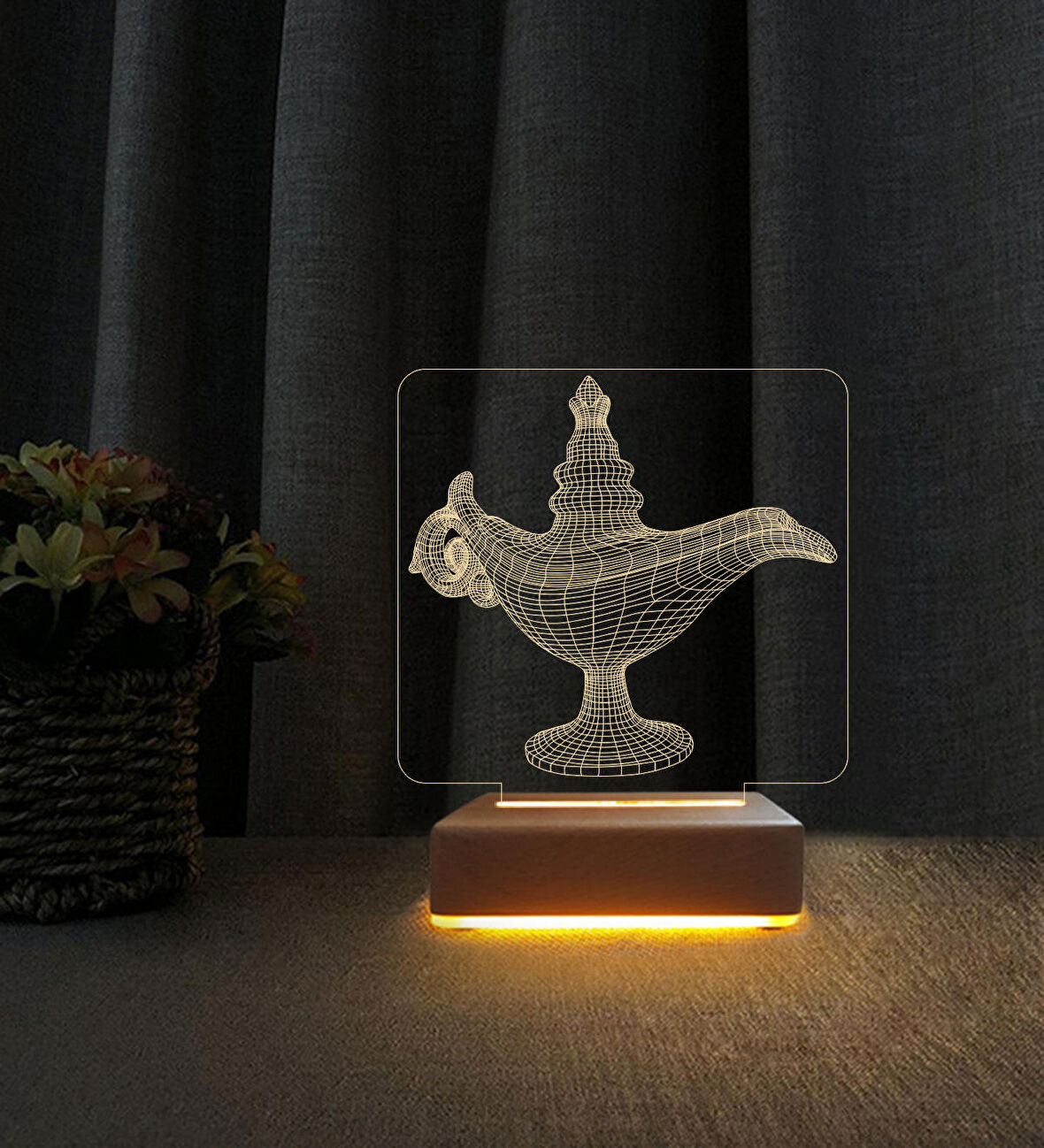 3D Led Gece Lambası Sihirli Lamba Tasarım 3D Alaaddinin lambası Doğum Günü Hediyesi