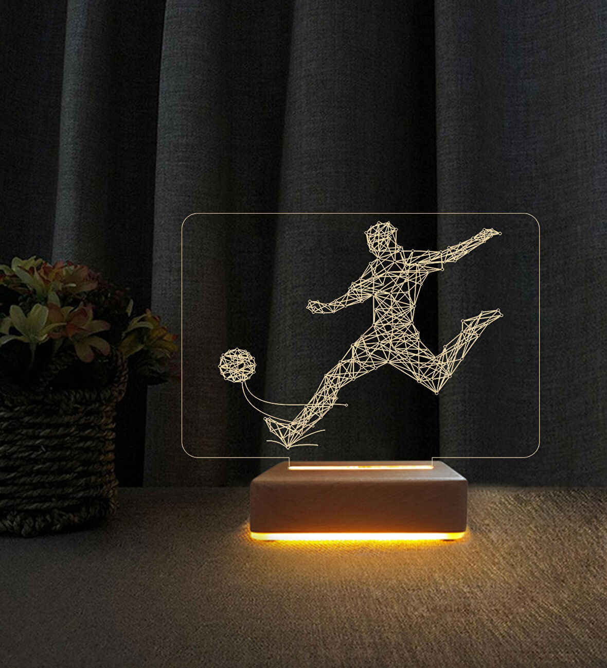 3D Led Gece Lambası Futbolcu Tasarımlı 3D Masa Lambası Doğum Günü Hediyesi