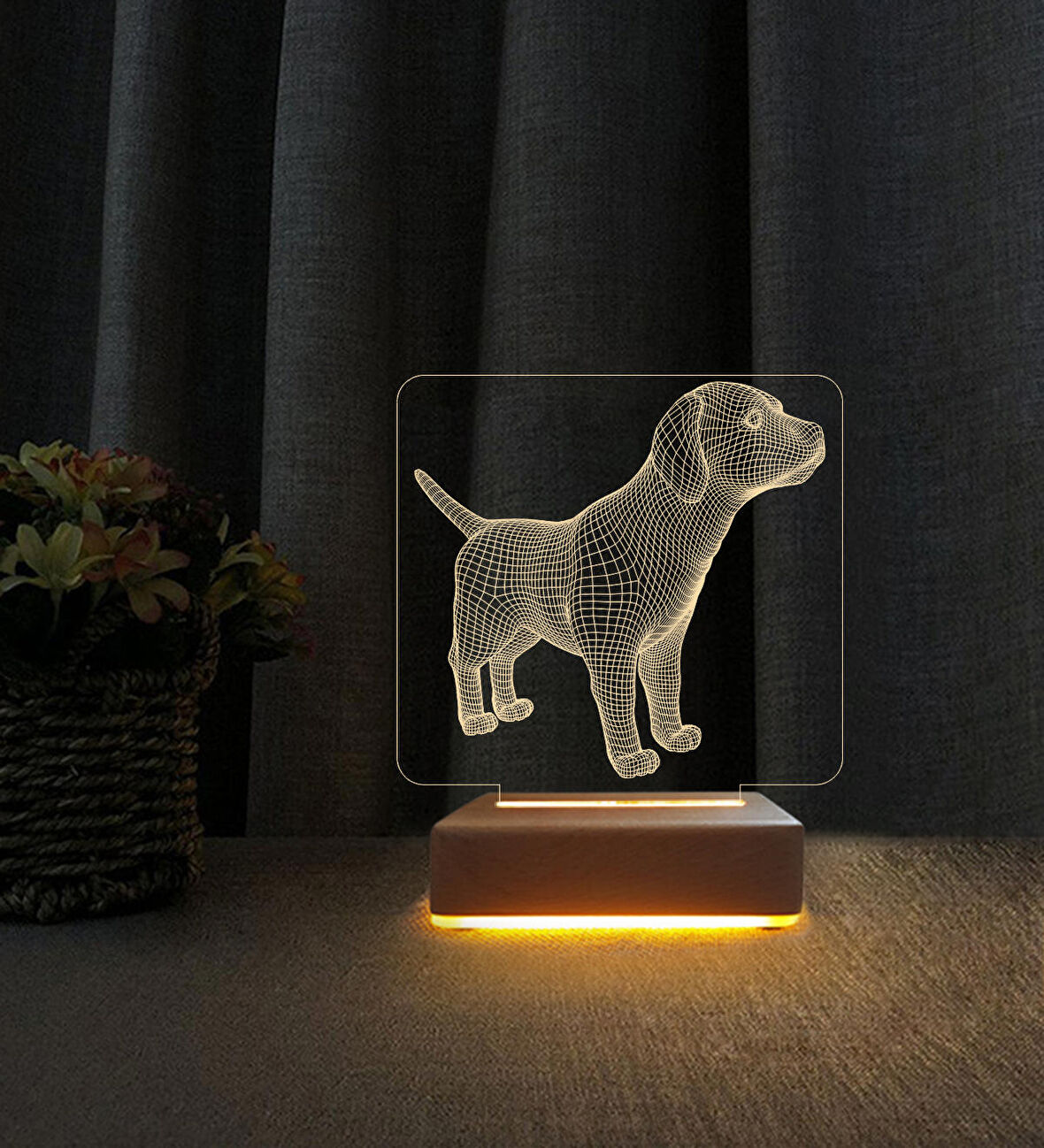 3D Led Gece Lambası Köpekçik Çizimizi 3D Masa Lambası Doğum Günü Hediyesi