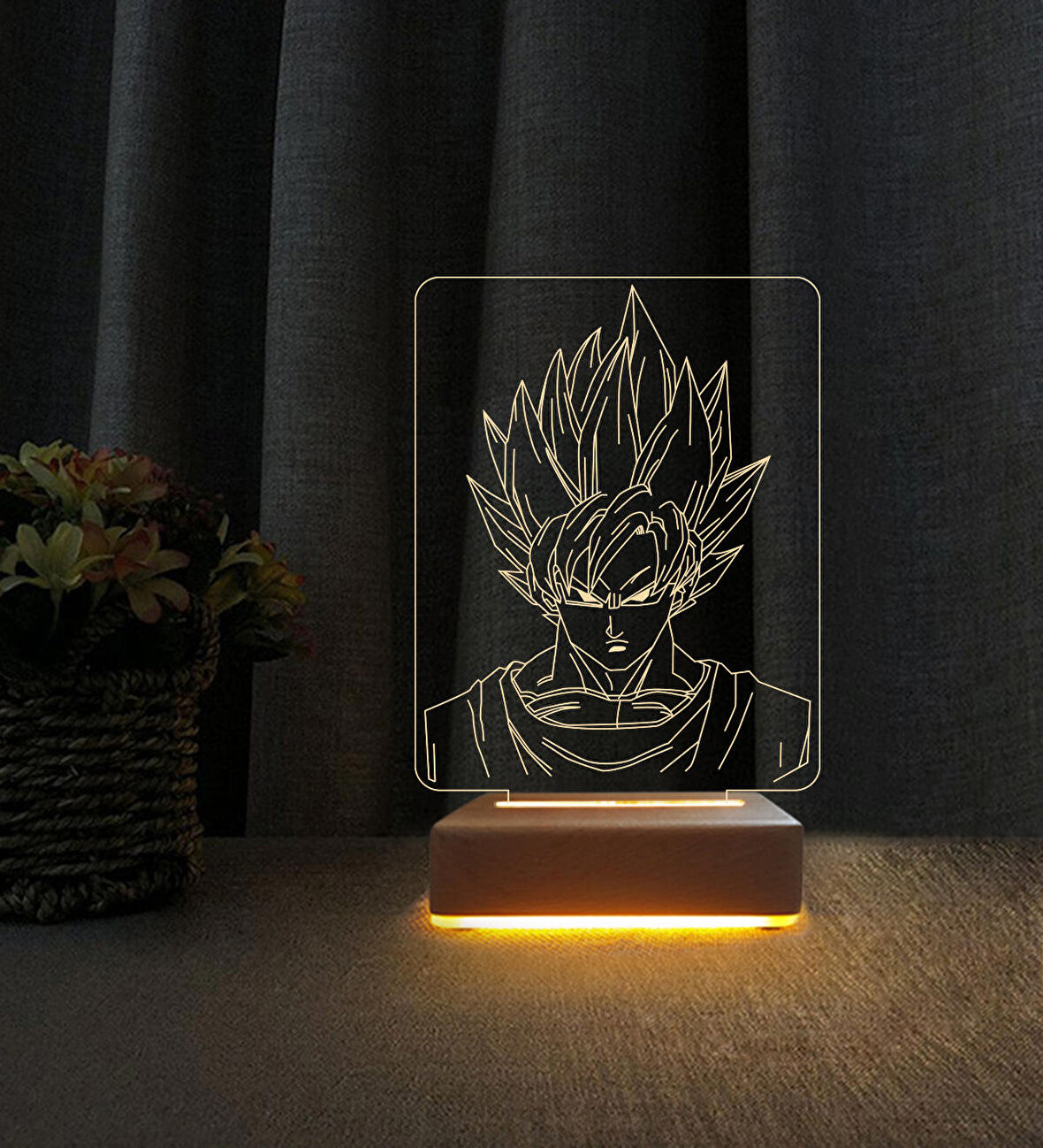 3D Led Gece Lambası Dragon Ball- Goku Tasarım Doğum Günü Hediyesi Lamba