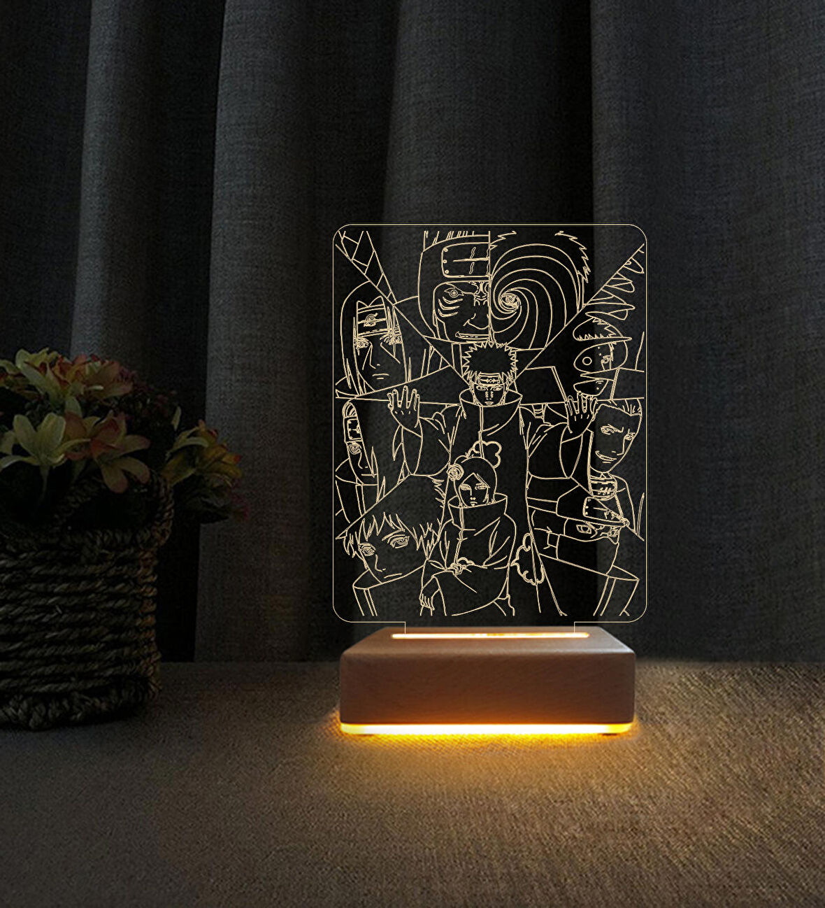 3D Led Gece Lambası Aniyuki Itachı Anime Dizayn 3D Masa Lambası