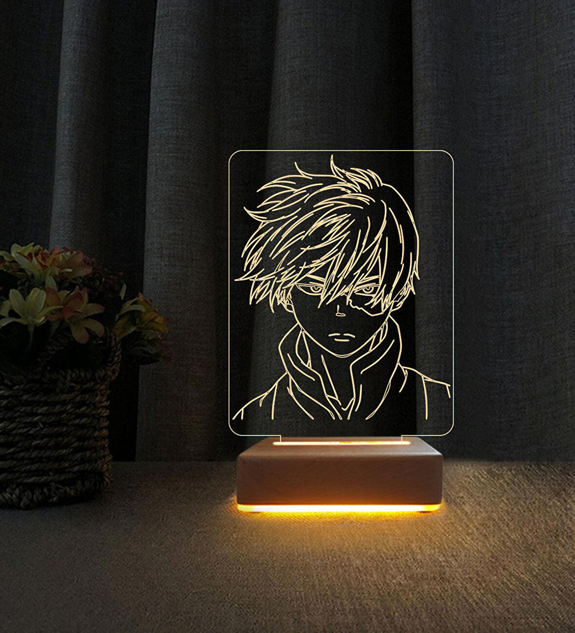 3D Led Gece Lambası My Hero Academia Shoto Todoroki Tasarım Lamba