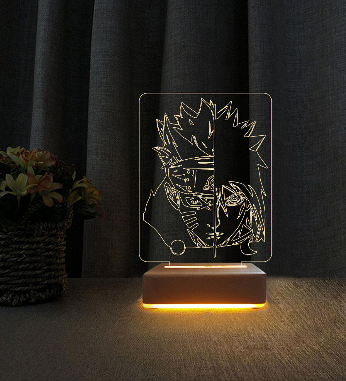 3D Led Gece Lambası Kakashi Sasuke Taasrım Lamba Doğum Günü Hediyesi