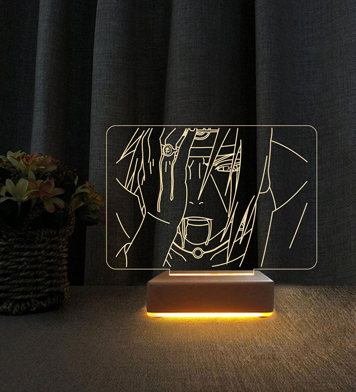 3D Led Gece Lambası Itachi Uchiha Karakteri Lamba Doğum Günü Hediyesi