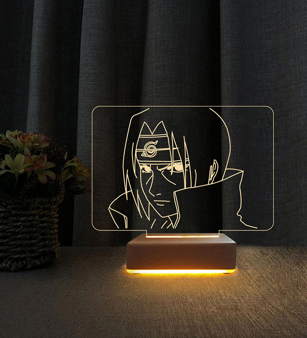 3D Led Gece Lambası Itachi Uchiha Dizayn 3D Masa Lambası