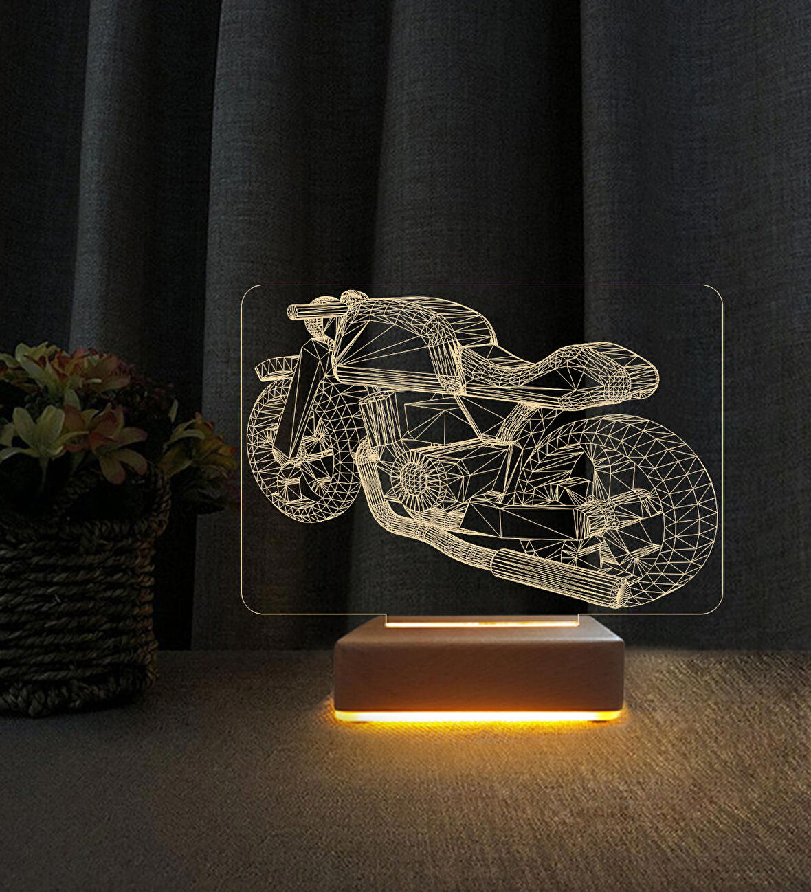 3D Led Gece Lambası Motorsiklet Tasarımlı Doğum Günü Hediyesi Lamba