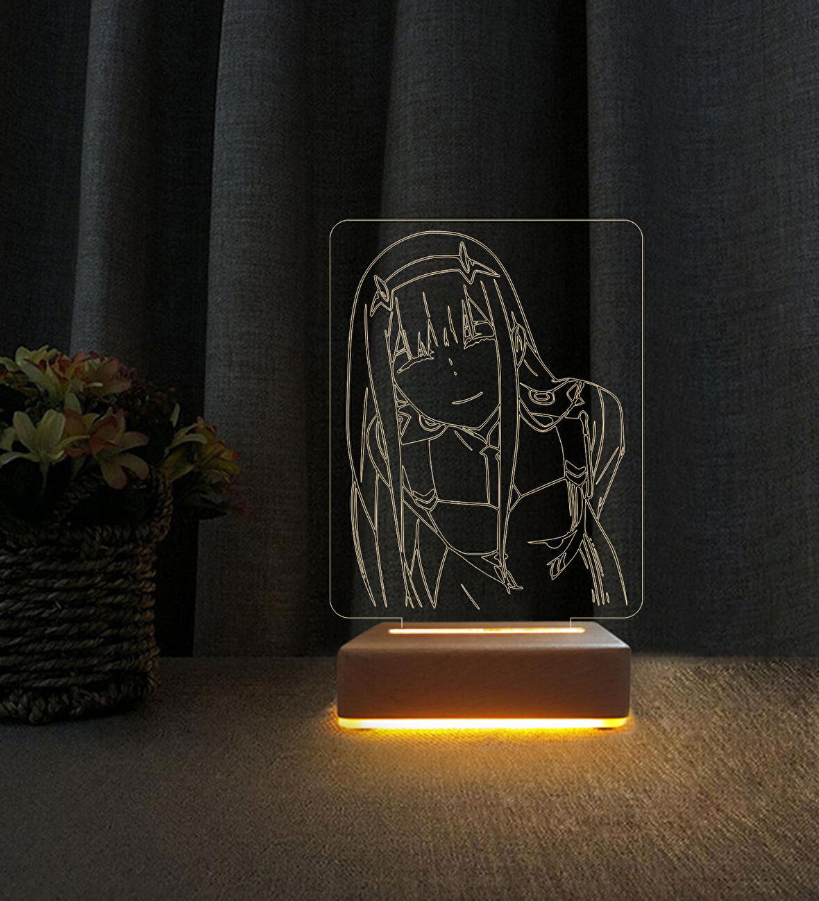 3D Led Gece Lambası Anime Darling In The Franxx 002 Zero Two  Doğum Gününe Hediye Lamba