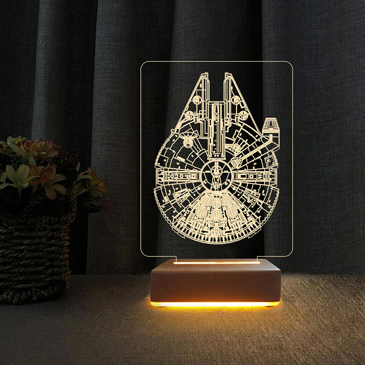 3D Led Gece Lambası Star Wars Uzay Gemisi Tasarımı Lamba Doğum Günü Hediyesi Lamba