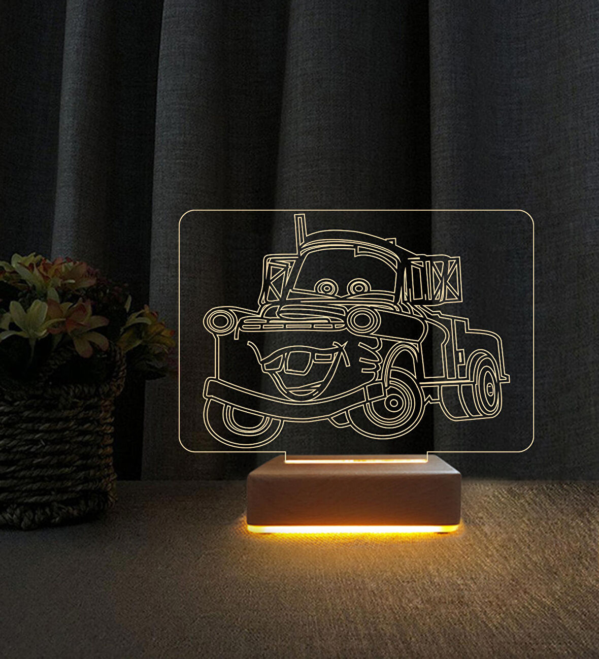 3D Led Gece Lambası Mater Tasarımlı 3D Led Lamba Doğum Gününe Özel Hediye