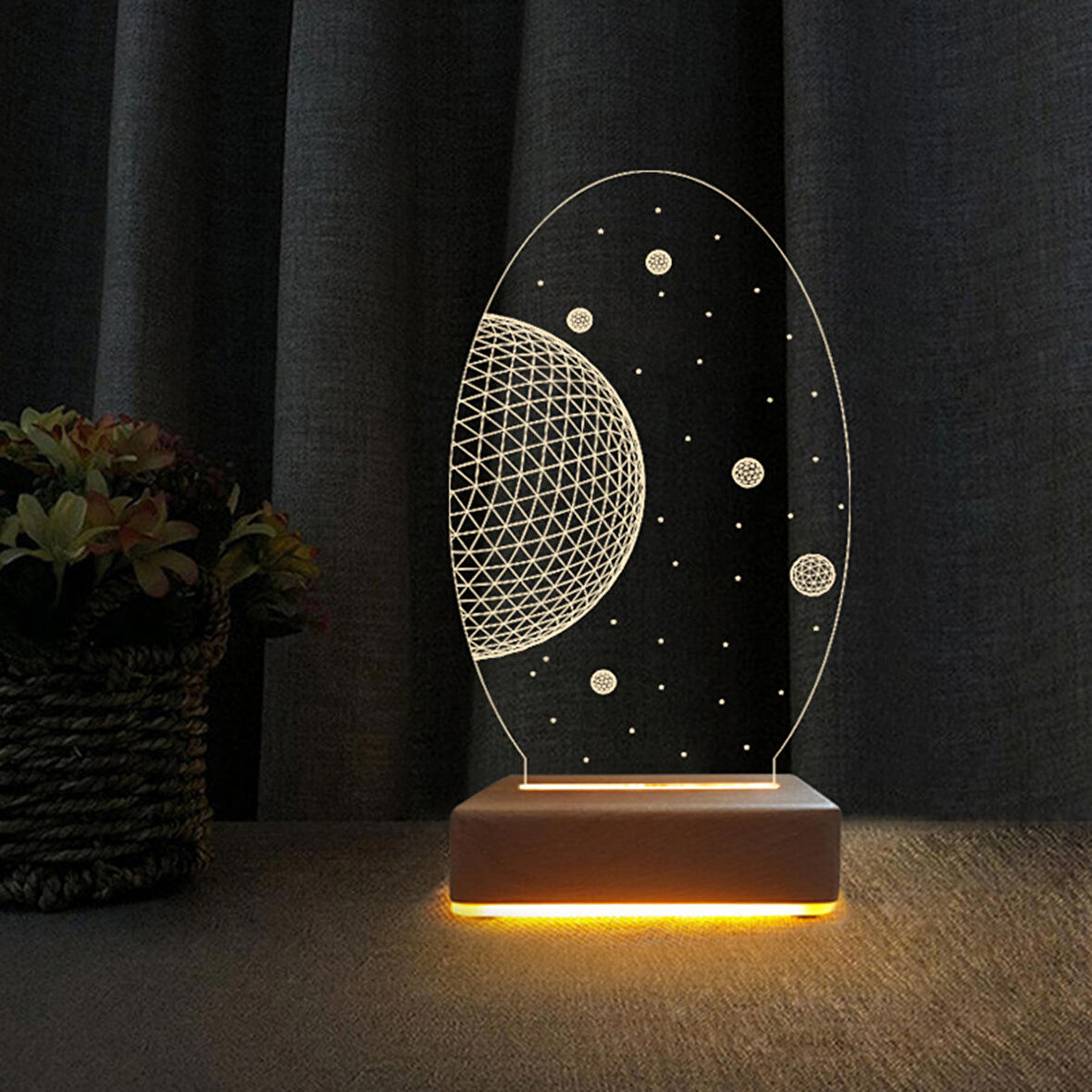 3D Led Gece Lambası Uzay Galaksi Tasarımı Gece Lambası Doğum Günü Hediyesi