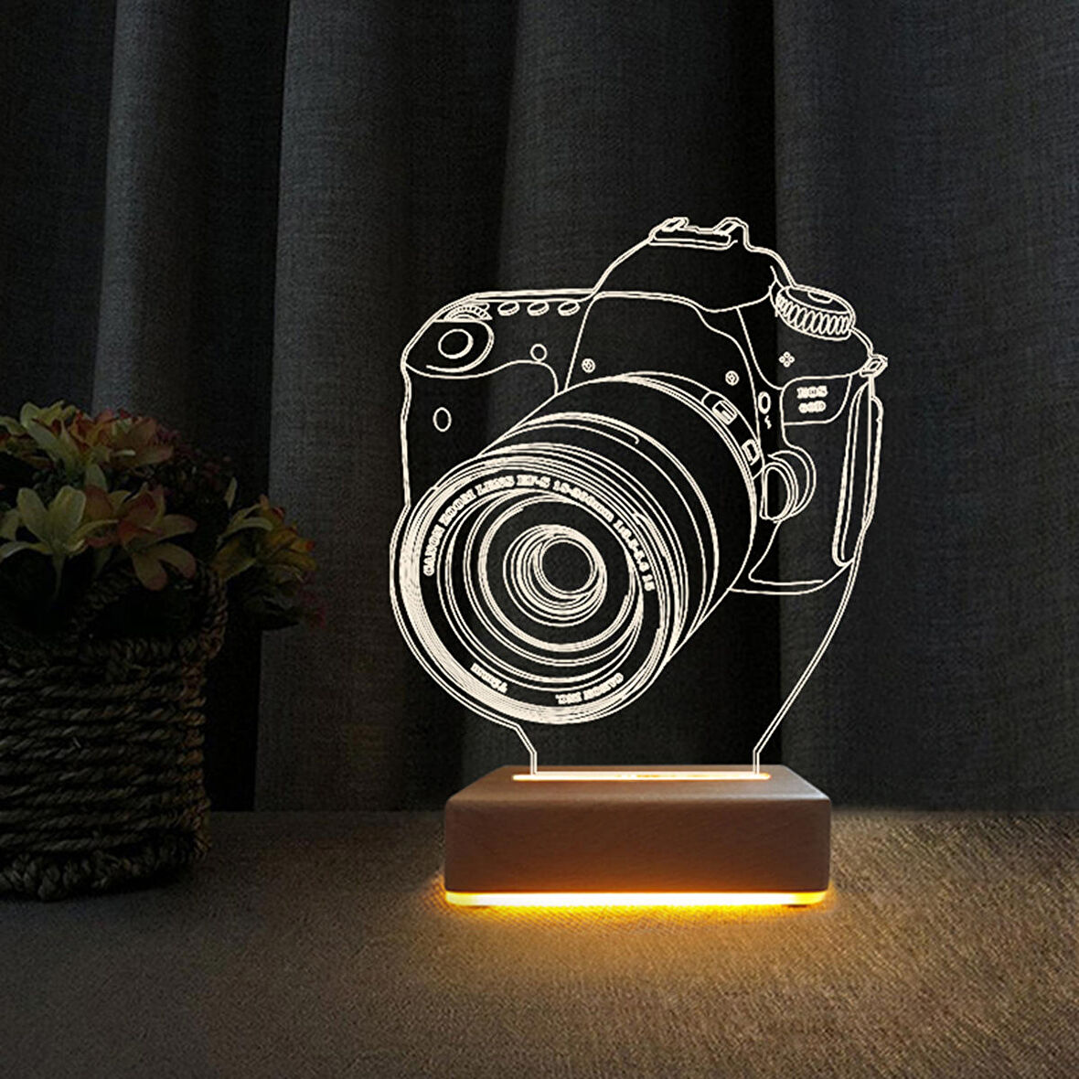 3D Led Gece Lambası Fatoğraf Makinesi Tasarım Gece Lambası Doğum Günü Hediyesi