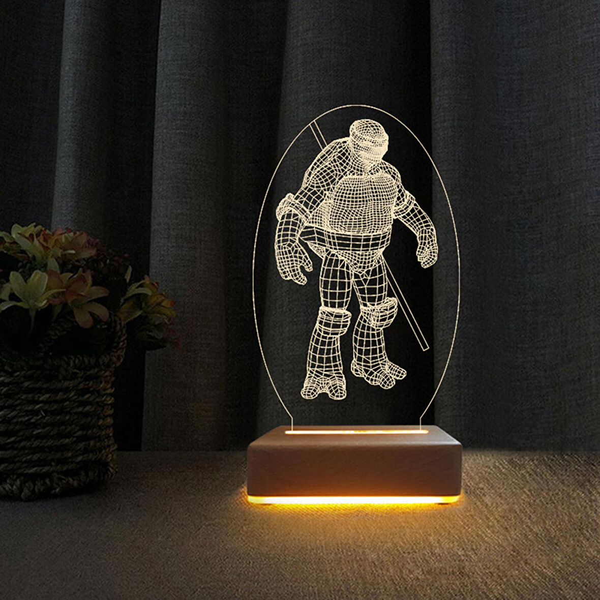 3D Led Gece Lambası Ninja Kaplumbağa Gece Lambası Doğum Günü Hediyesi