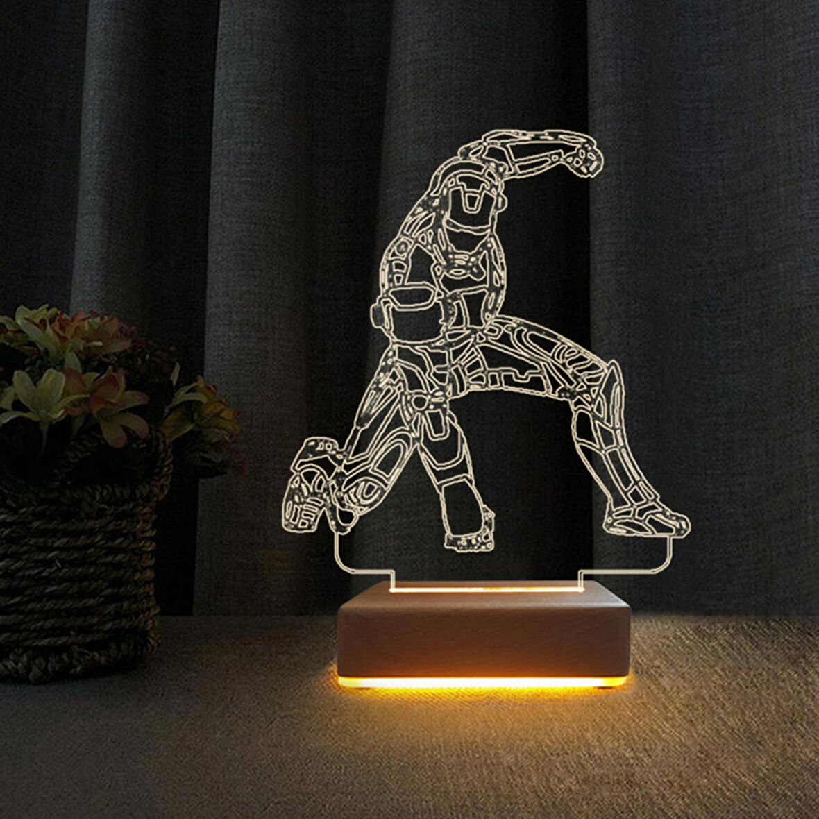 3D Led Gece Lambası Demir Adam Ironman Çocuklar İçin Doğum Günü  Hediyesi Led Lamba