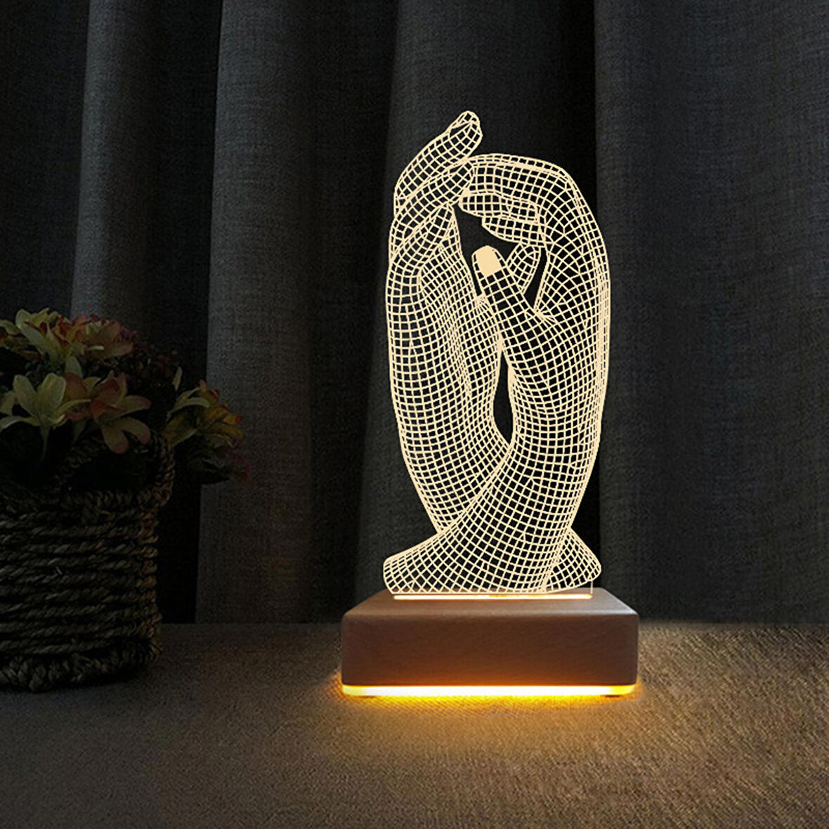 3D Led Gece Lambası Aşk Eller Tasarımı Gece Lambası Sevgililer İçin Hediye Lamba