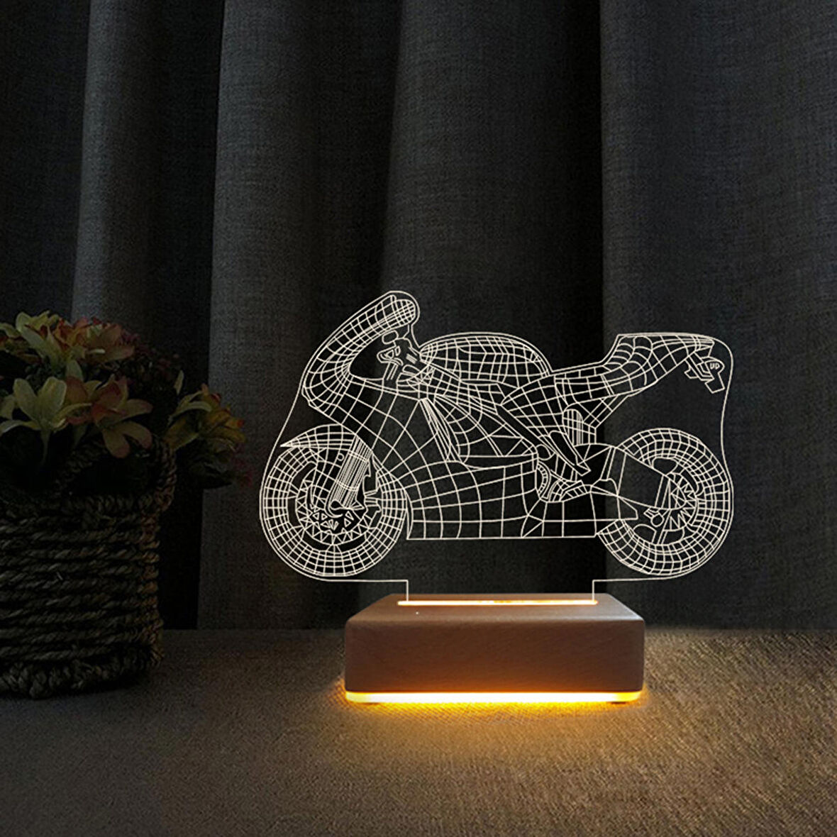 3D Led Gece Lambası Yarış Motoru Tasarımı Gece Lambası Doğum Günü Hediyesi