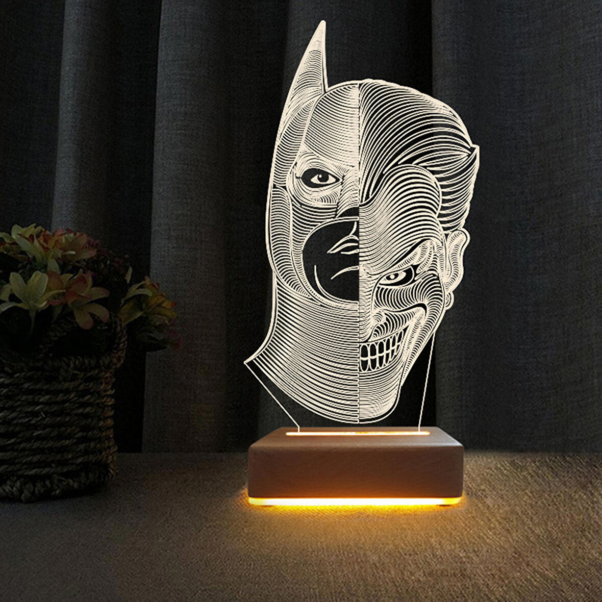 3D Led Gece Lambası Batman ve Joker Tasarım Led Gece Lambası Doğum Günü Hediyesi