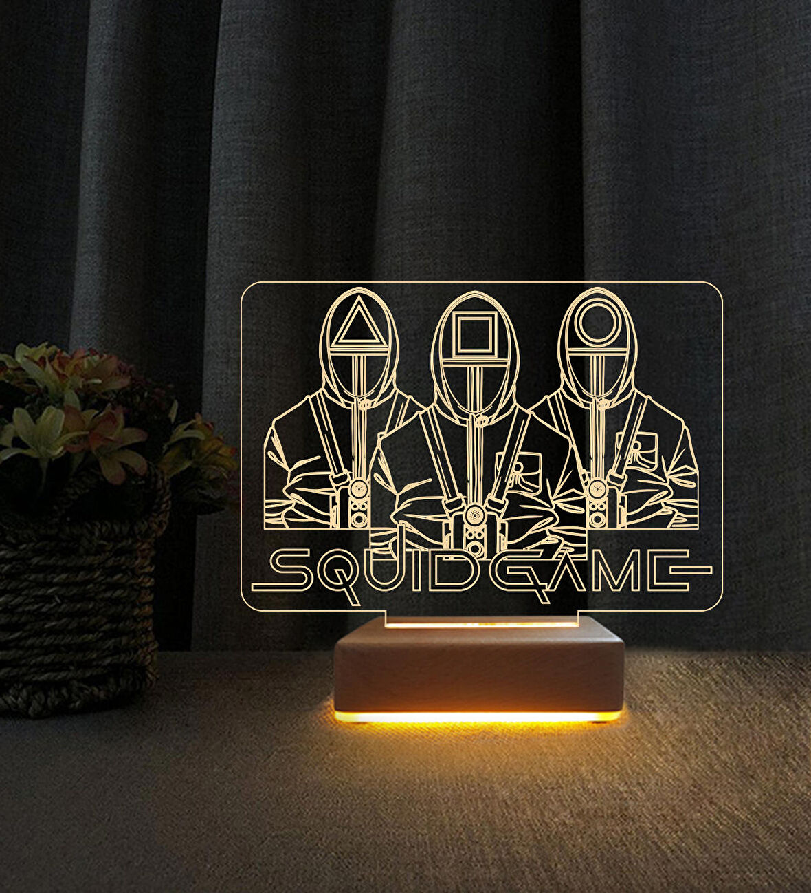 3D Led Gece Lambası Squıd Game Tasarımlı 3D Lamba Doğum Günü Hediyesi Lamba