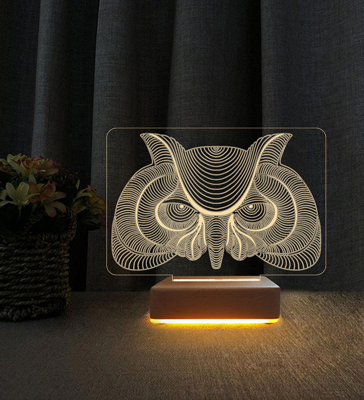 3D Led Gece Lambası Baykuş Tasarımlı Doğum Günü Hediyesi