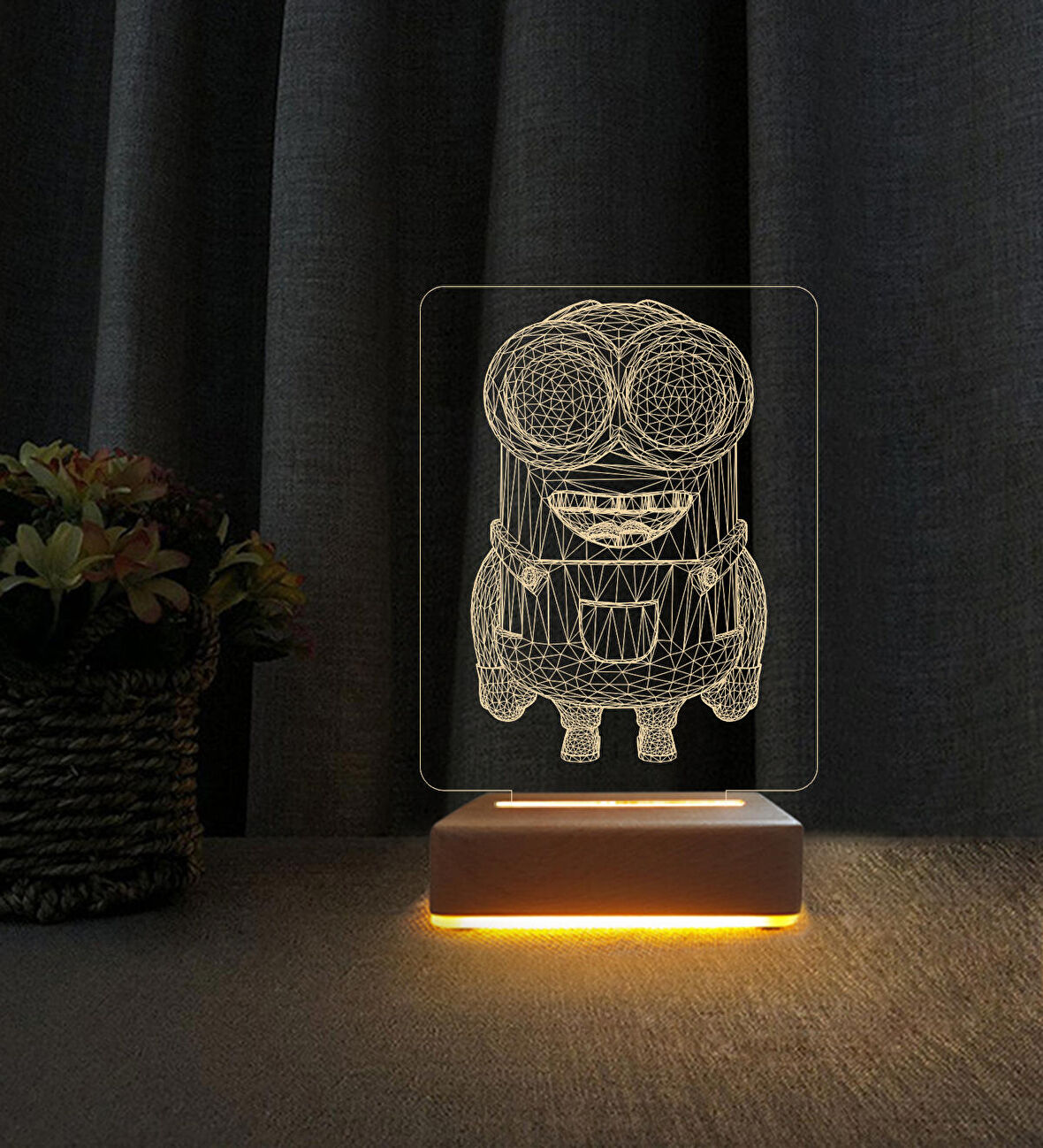 3D Led Gece Lambası Minion Tasarımlı Doğum Günü Hediyesi 3D Led Lamba