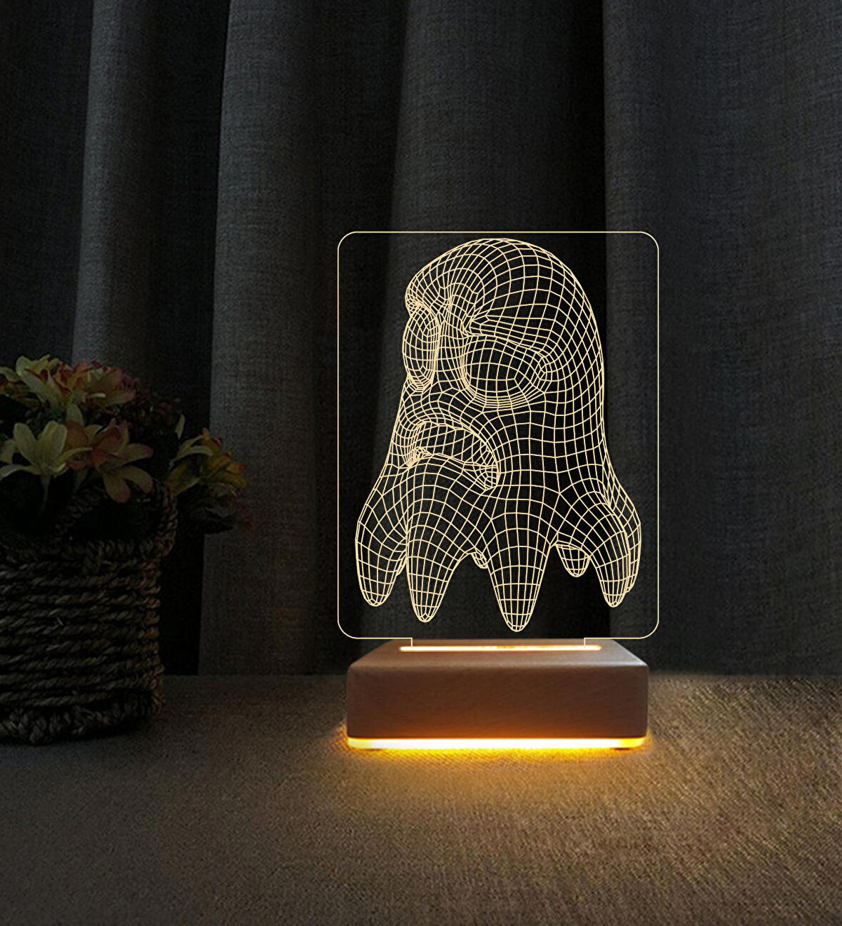 3D Led Gece Lambası Hayalet Tasarımlı Lamba Doğum Günü İçin Hediye