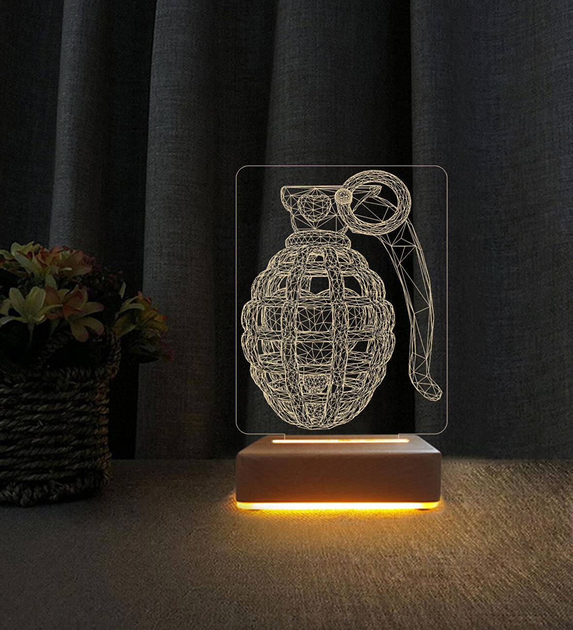 3D Led Gece Lambası Bomba Tasarımlı Lamba Doğum Günü Hediyesi Led Lamba