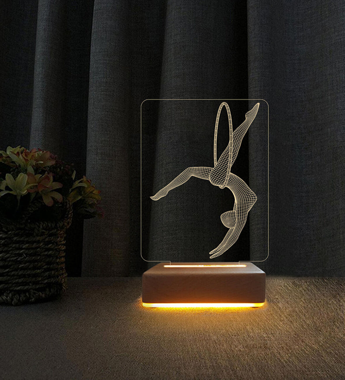 3D Led Gece Lambası Jimnastik Tasarımlı Led Masa Lambası Doğum Günü Hediyesi