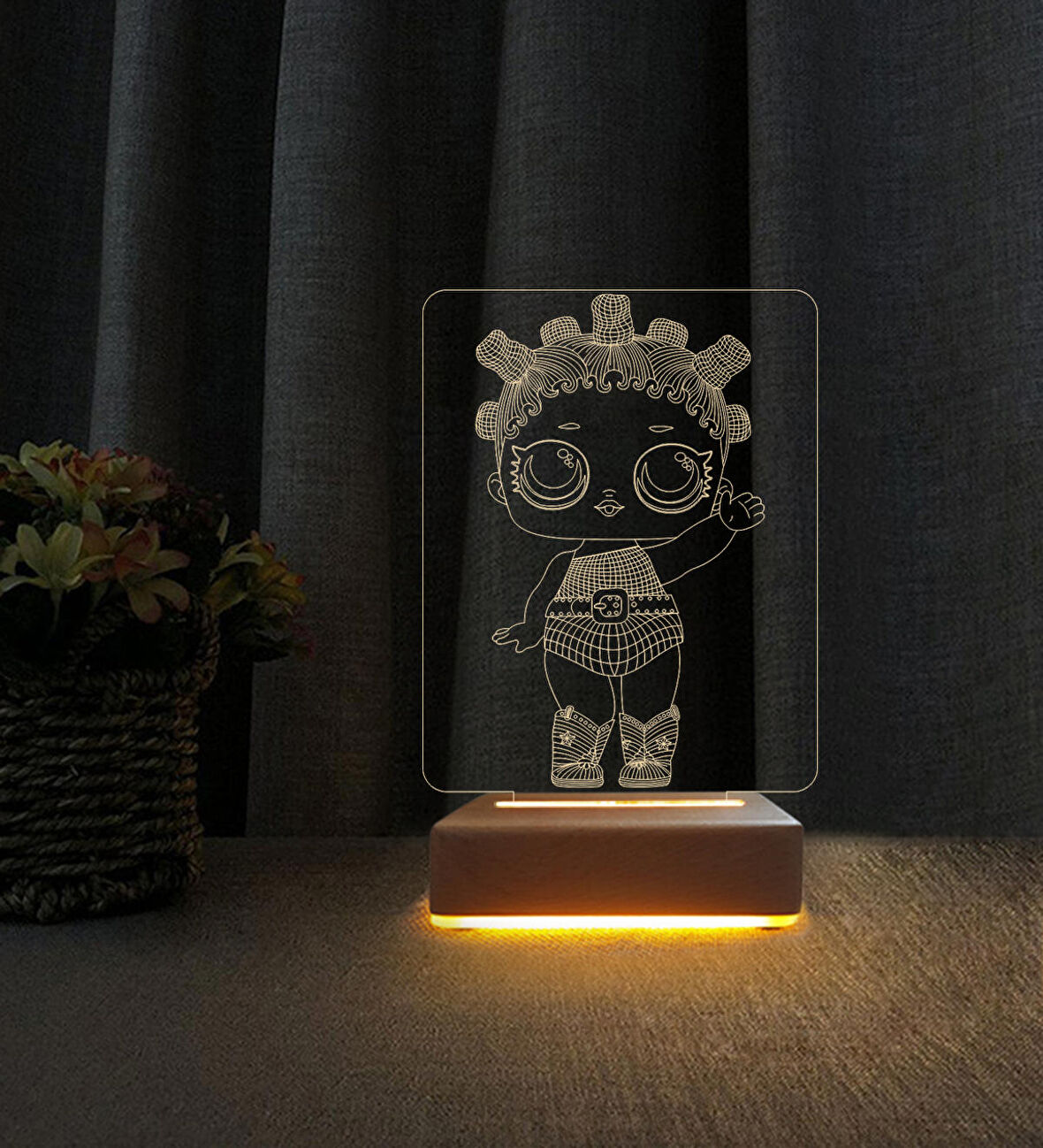 3D Led Gece Lambası Lol Bebek Tasarım Lamba Doğum Günü Hediyesi