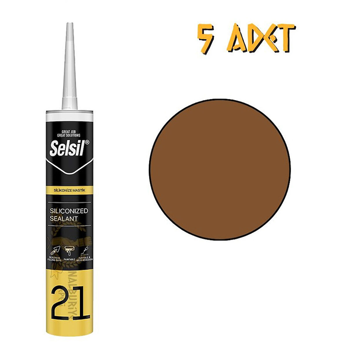 Selsil Silikonize Altınmeşe Mastik 500 Gr. 5 Adet