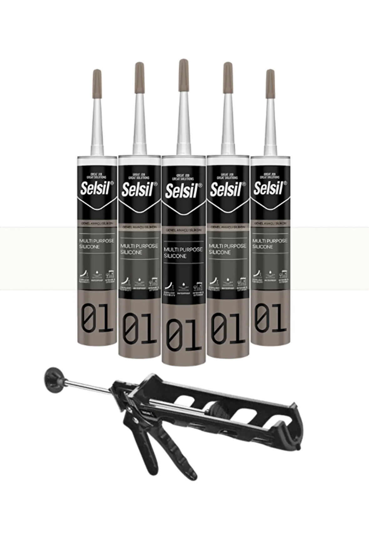 Selsil Ga Silikon 280 Gr. Şeffaf (5 Adet), Plastik Tabanca