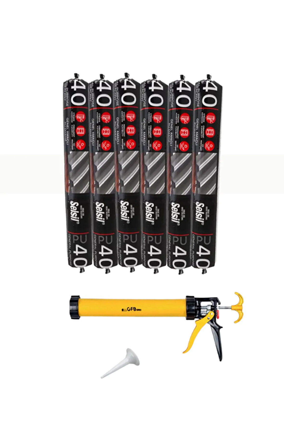 Selsil Sosis Pu Mastik 600 Ml. Beyaz (5 Adet),Sosis Tabancası 600 Ml