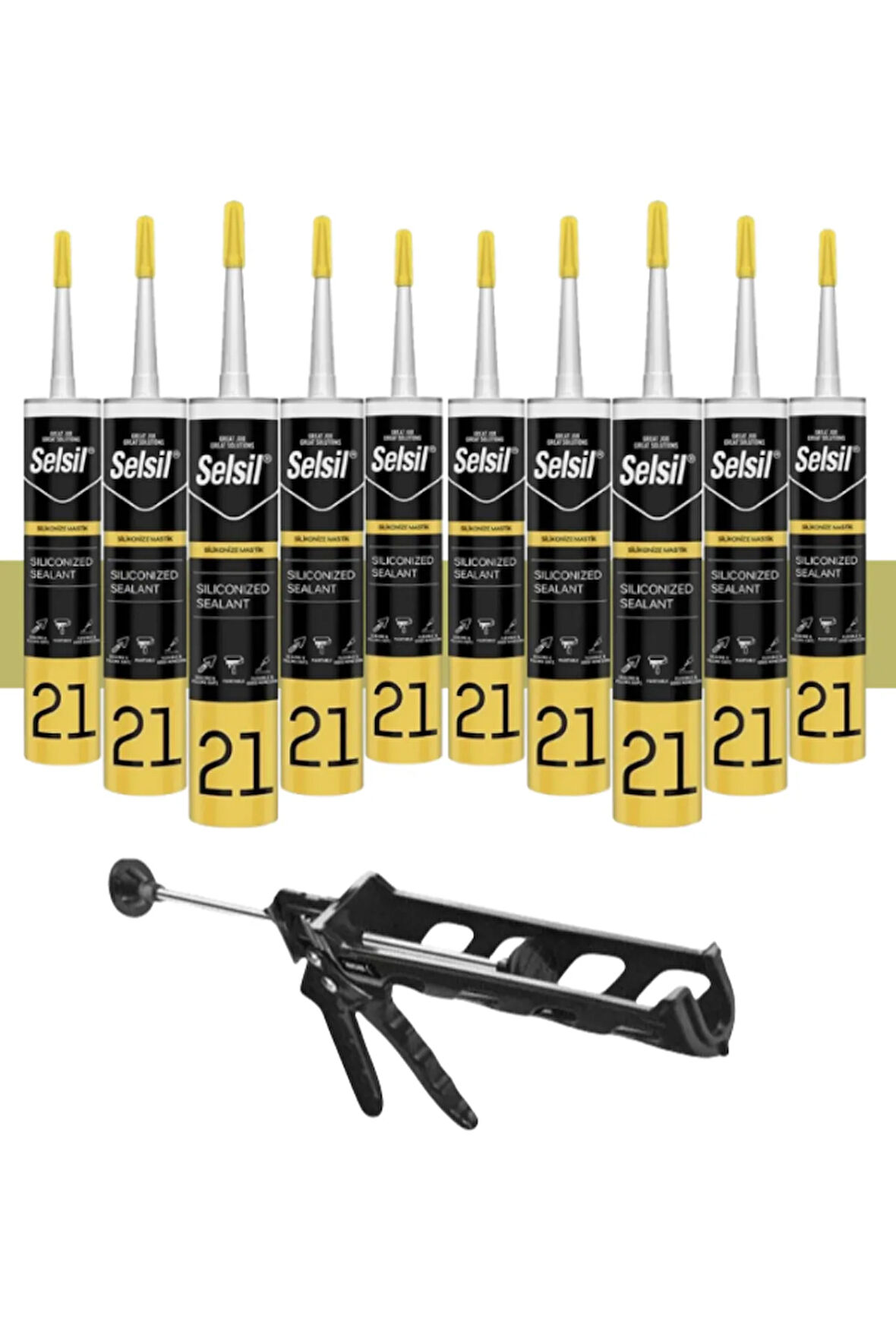 Selsil Silikonize Mastik 500 Gr Bronz (10 Adet), Plastik Tabanca