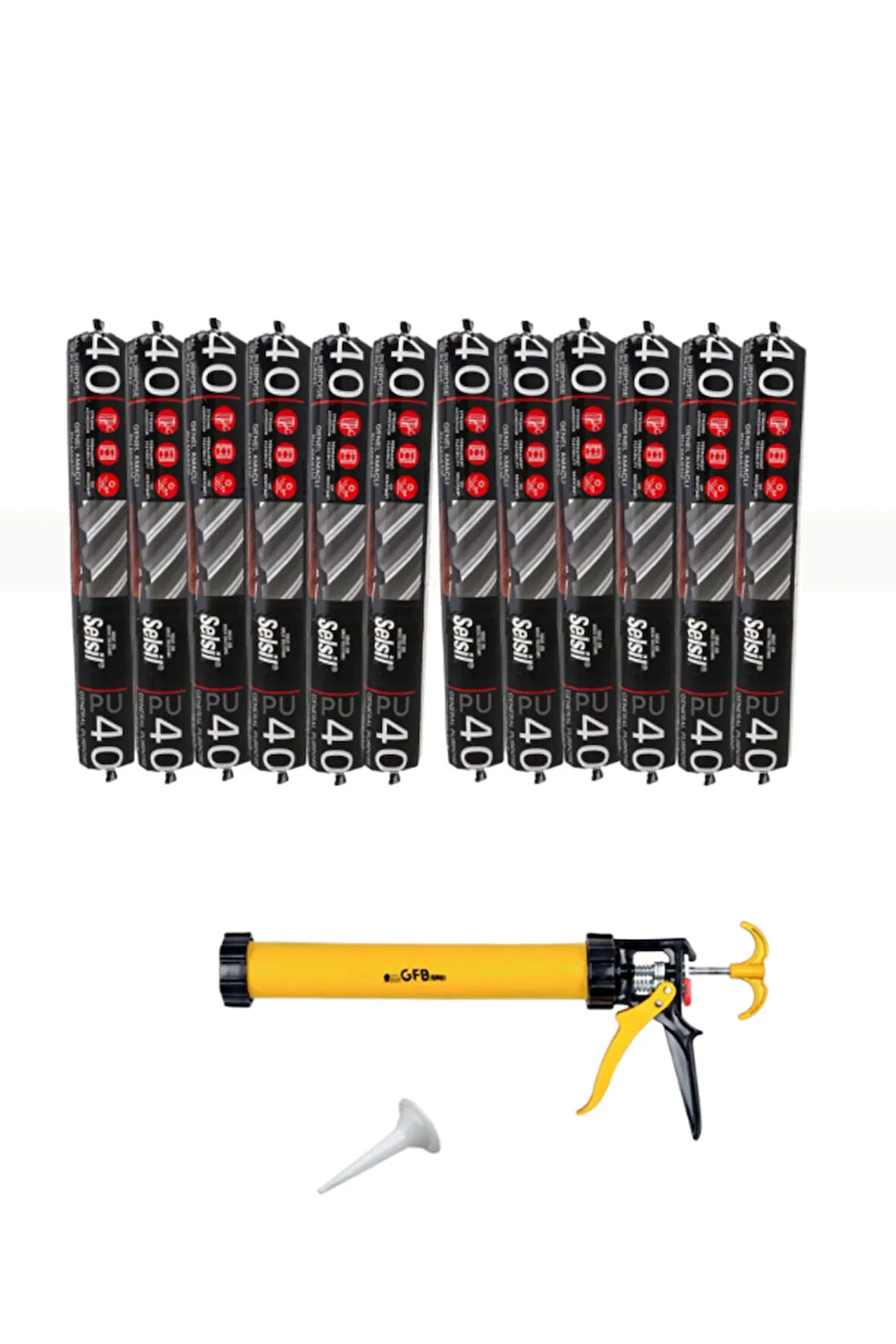 Selsil Sosis Pu Mastik 600 Ml Beyaz (10 Adet),Sosis Tabancası 600 Ml