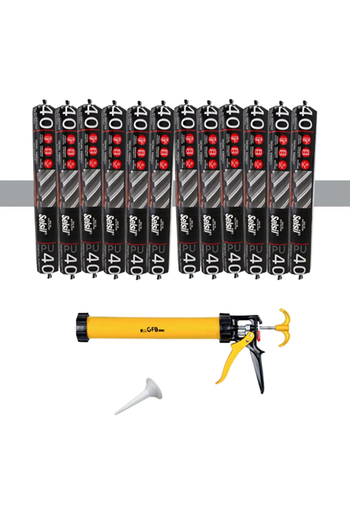 Selsil Sosis Pu Mastik 600 Ml Gri (10 Adet),Sosis Tabancası 600 Ml