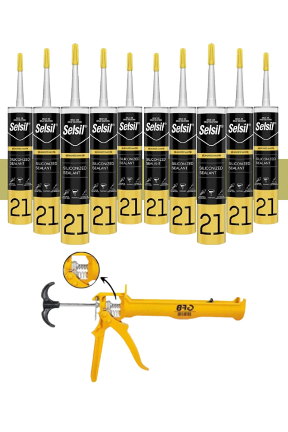 Selsil Silikonize Mastik 500 Gr Bronz (10 Adet),Alüminyum Tabanca