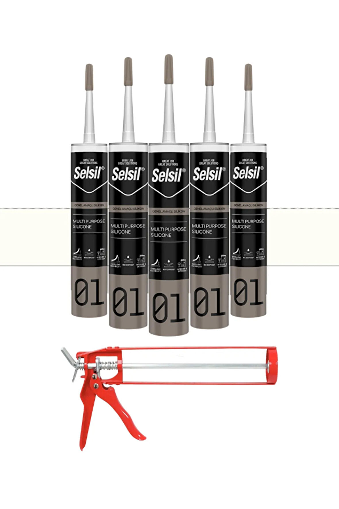 Selsil Ga Silikon 280 Gr. Beyaz (5 Adet),Demir Tabanca