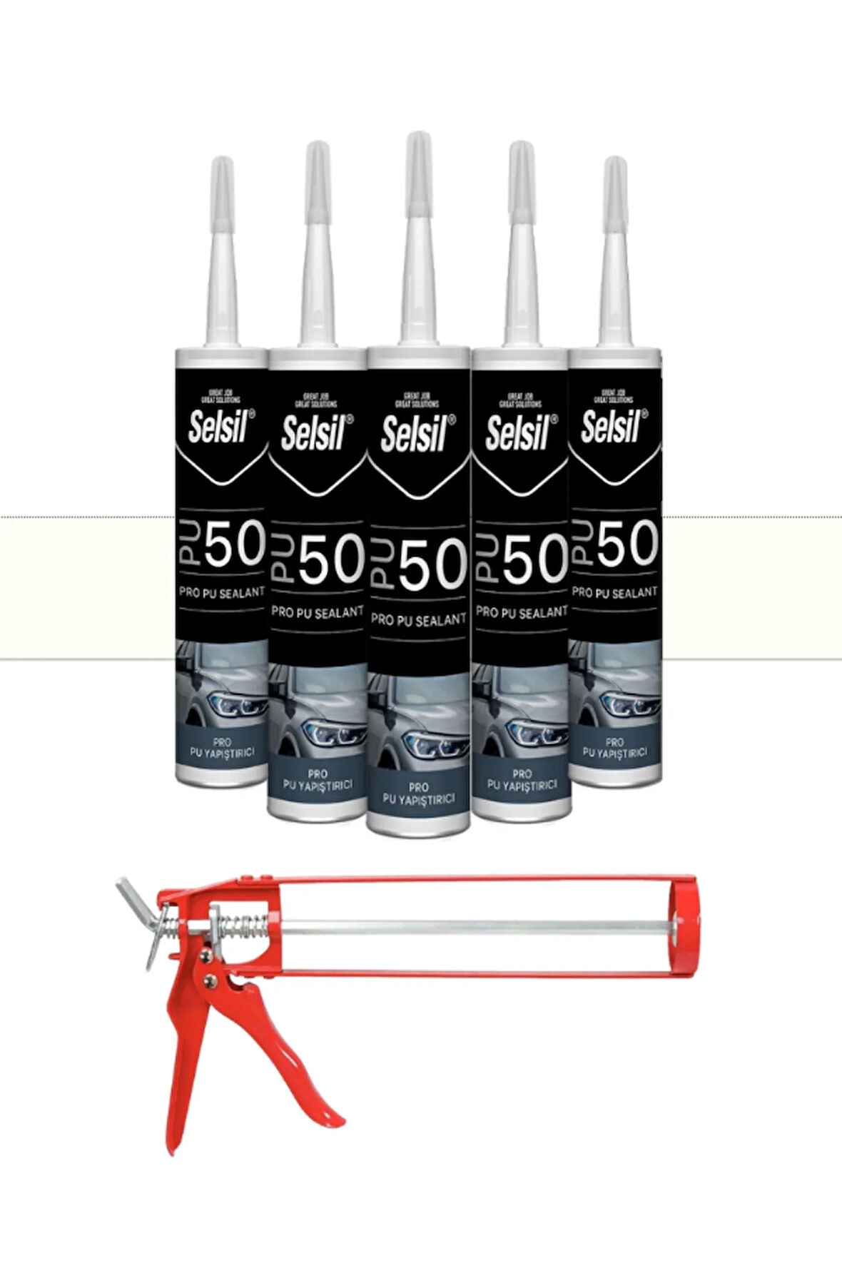 Selsil Pu Mastik 280 Ml Beyaz (5 Adet),Demir Tabanca