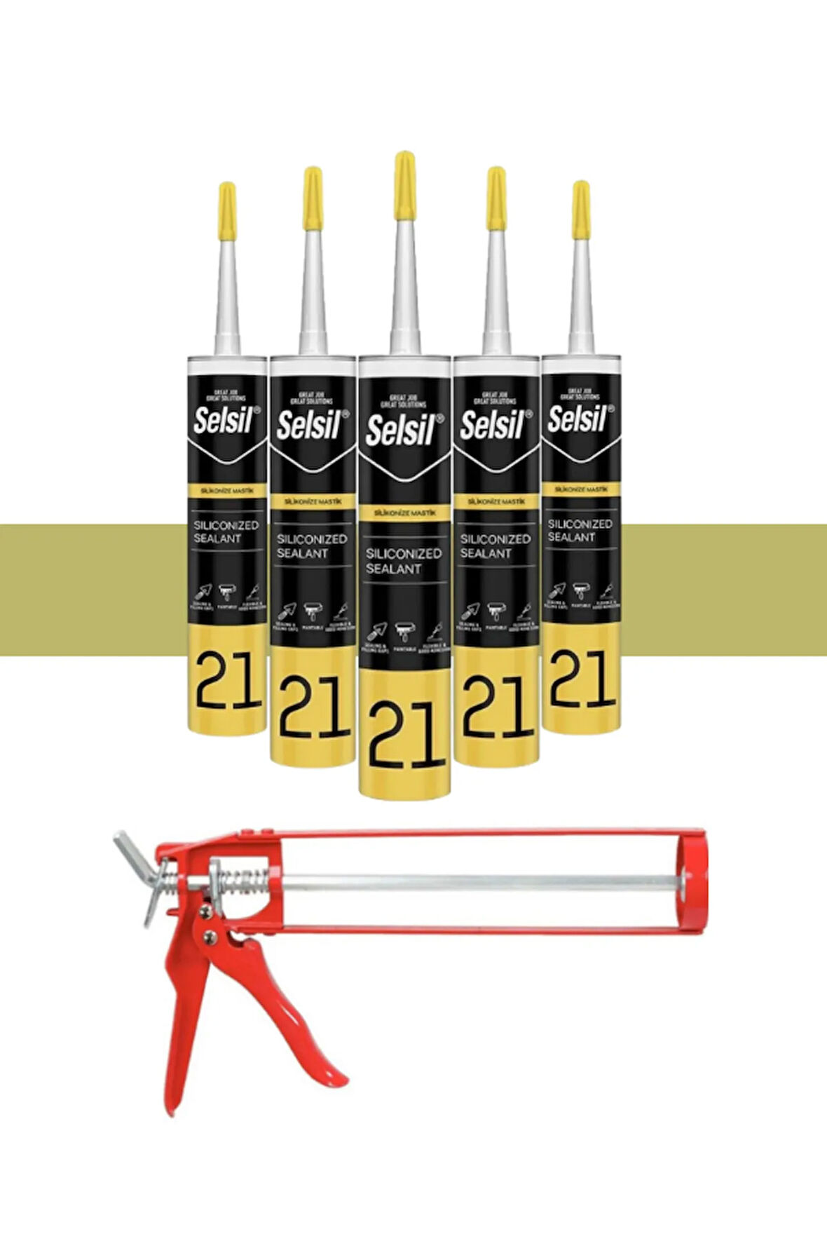 Selsil Silikonize Mastik 500 Gr Bronz (5 Adet),Demir Tabanca