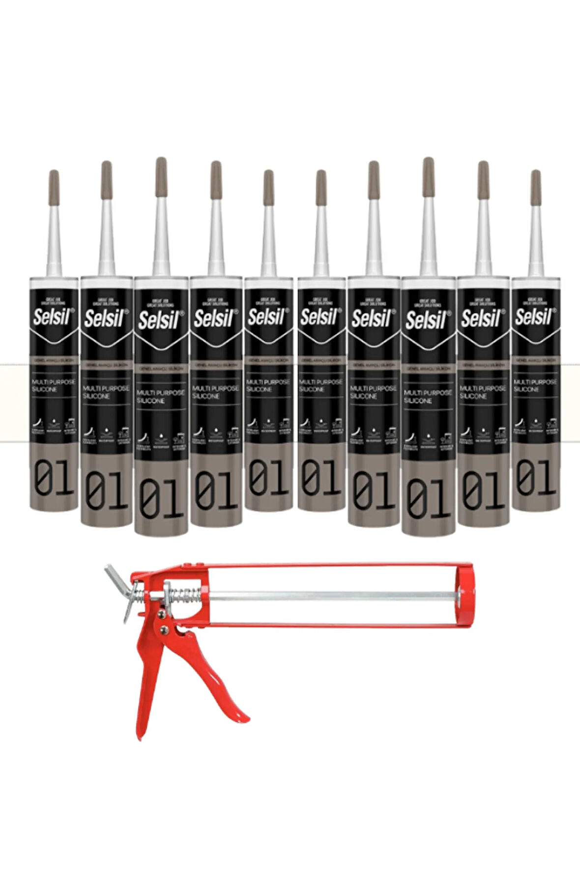 Selsil Ga Silikon 280 Gr. Beyaz (10 Adet),Demir Tabanca