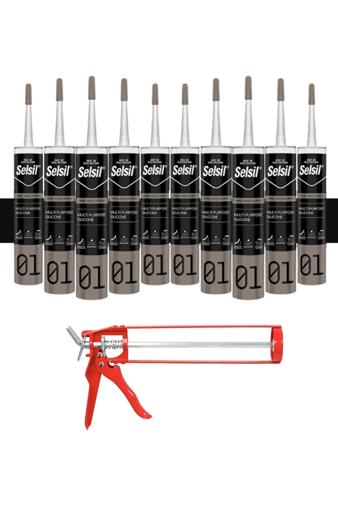 Selsil Ga Silikon 280 Gr. Siyah (10 Adet),Demir Tabanca