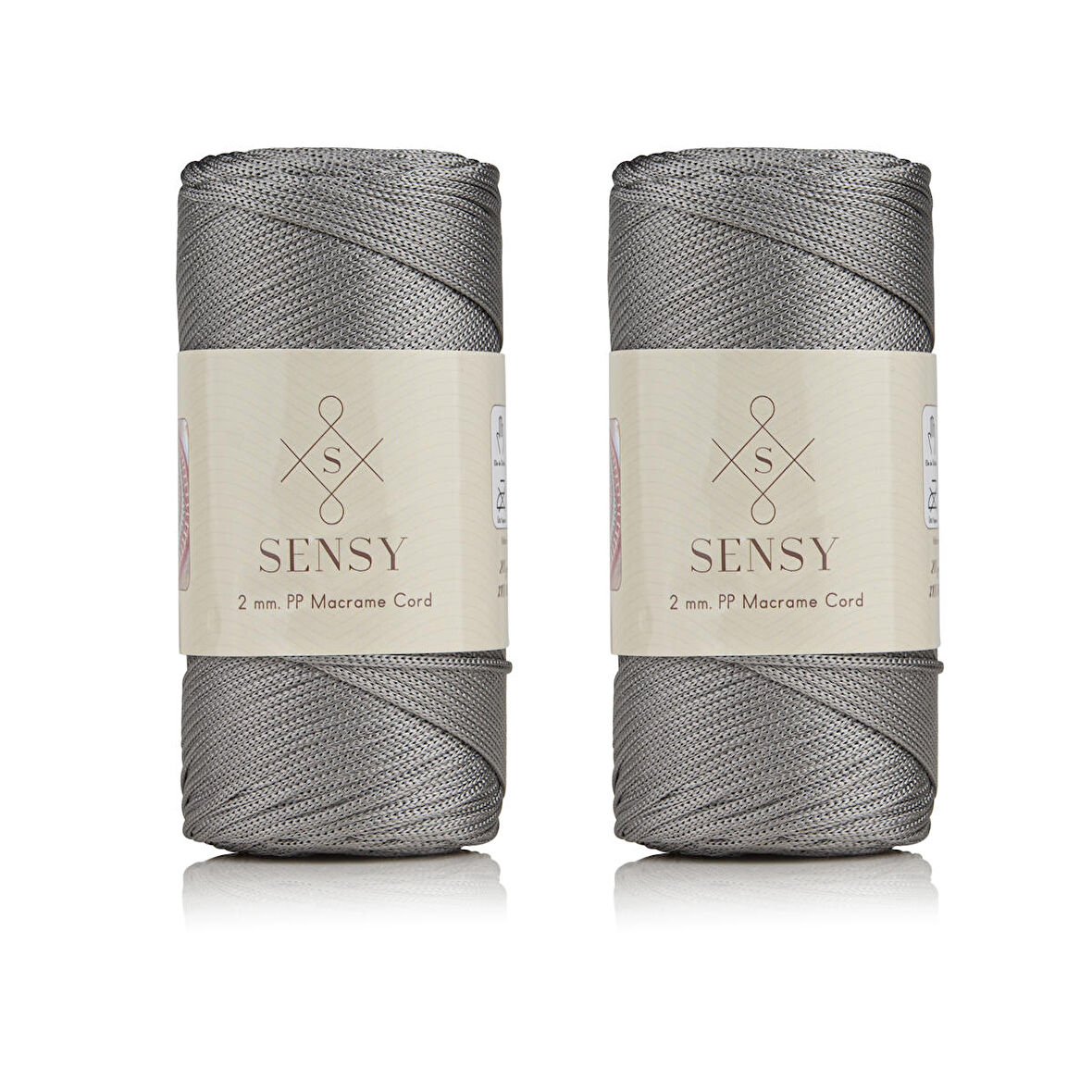 SENSY Premium 400 Gr Polyester Makrome İpi 2 mm 2li Set Ekru makrame ip supla çanta ipi No:4