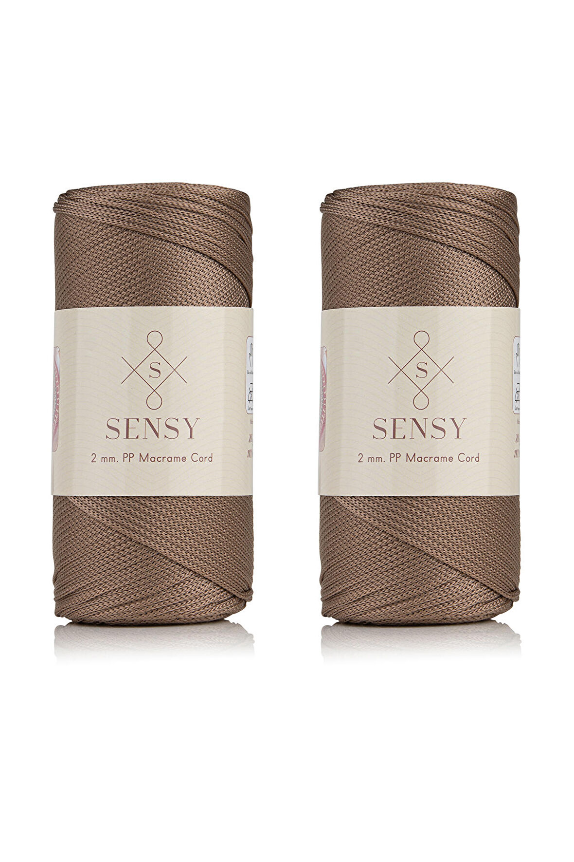 SENSY Premium 400 Gr Polyester Makrome İpi 2 mm 2li Set Ekru makrame ip supla çanta ipi No:4