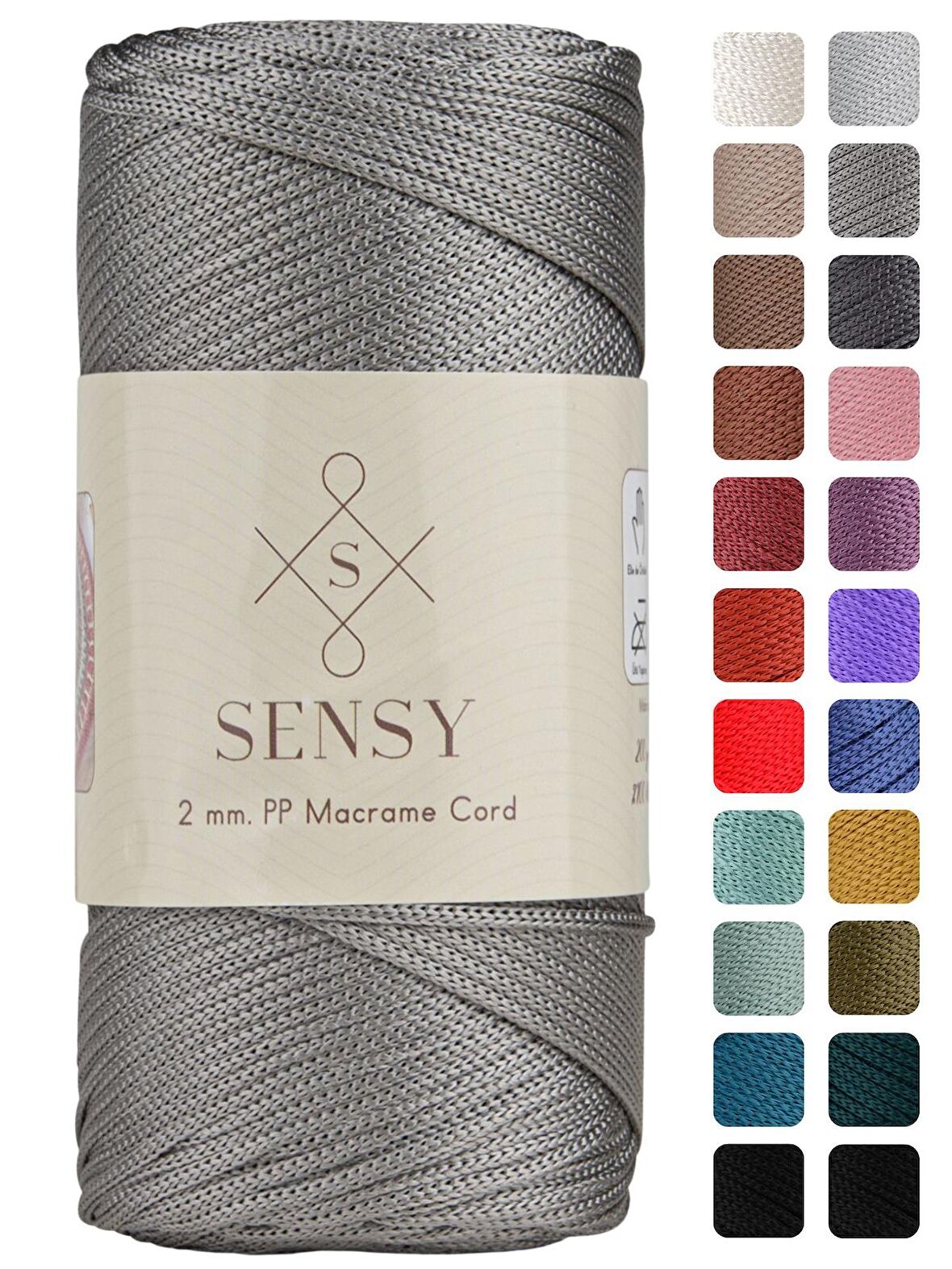 SENSY Premium 200 Gr Polyester Makrome İpi 2 MM - 230 M Supla İp Ve Çanta İpliği