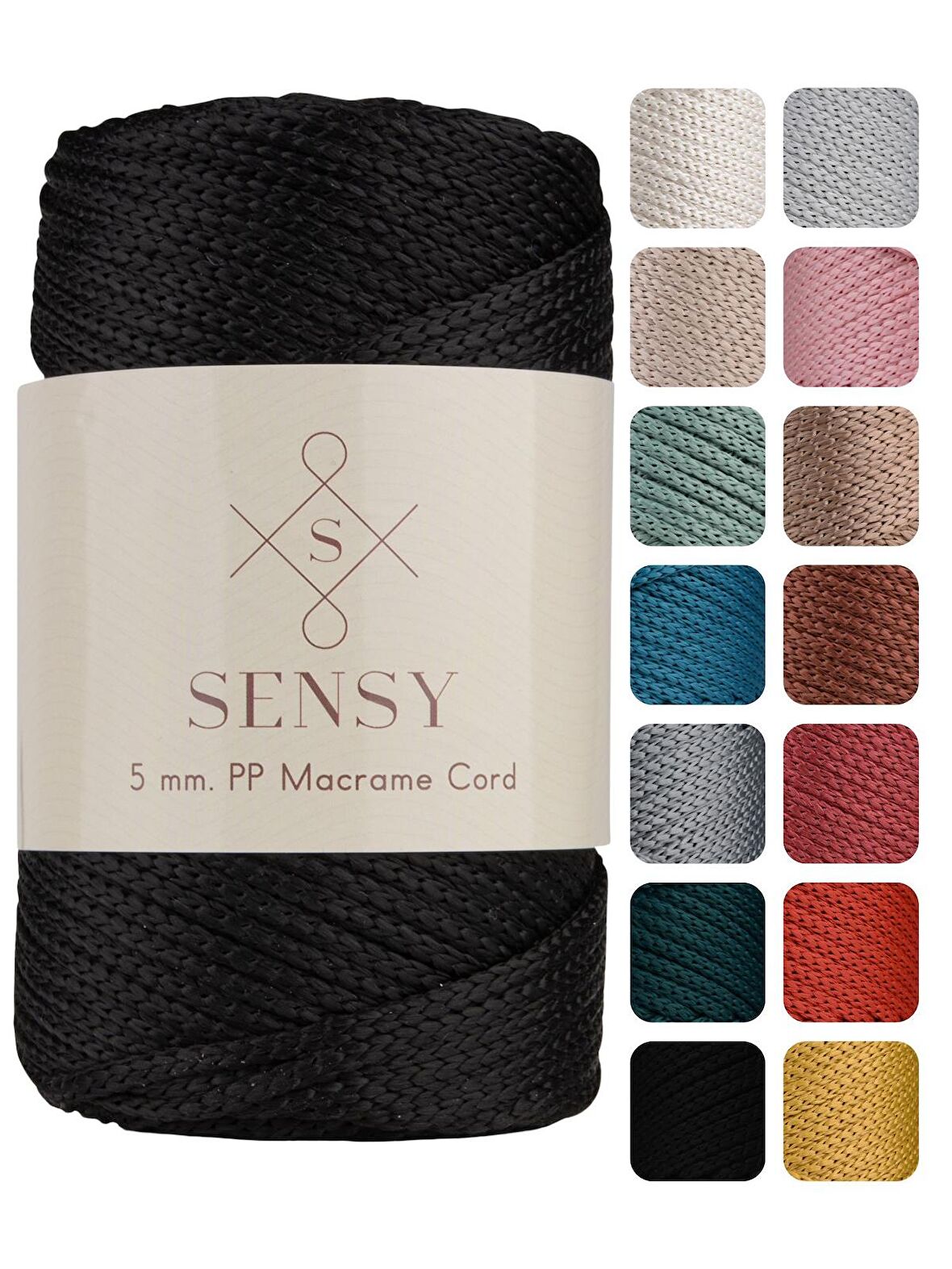 SENSY Premium Polyester PP Cord Makrome İpi Sütlü Kahve 5 mm