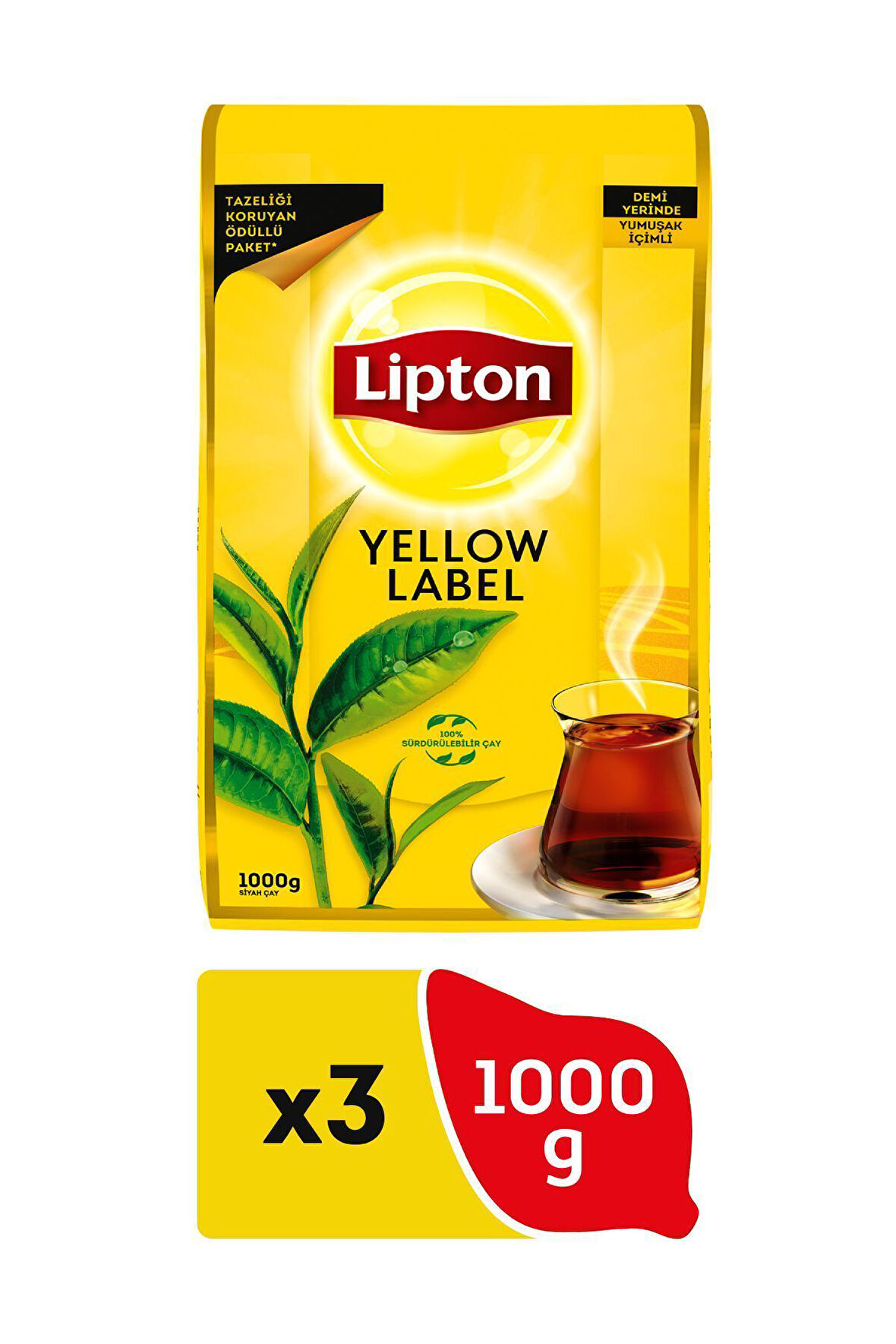 Lipton Yellow Label Dökme Siyah Çay 1000 gr x 3 Adet