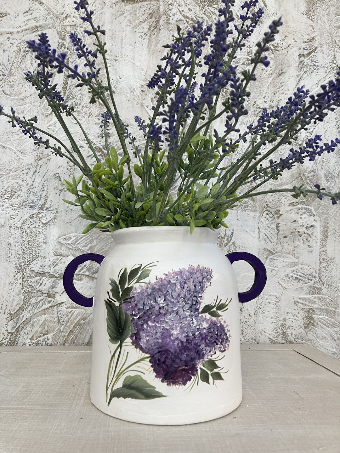 Kulplu Saksı, Vazo Sümbül  Desenli