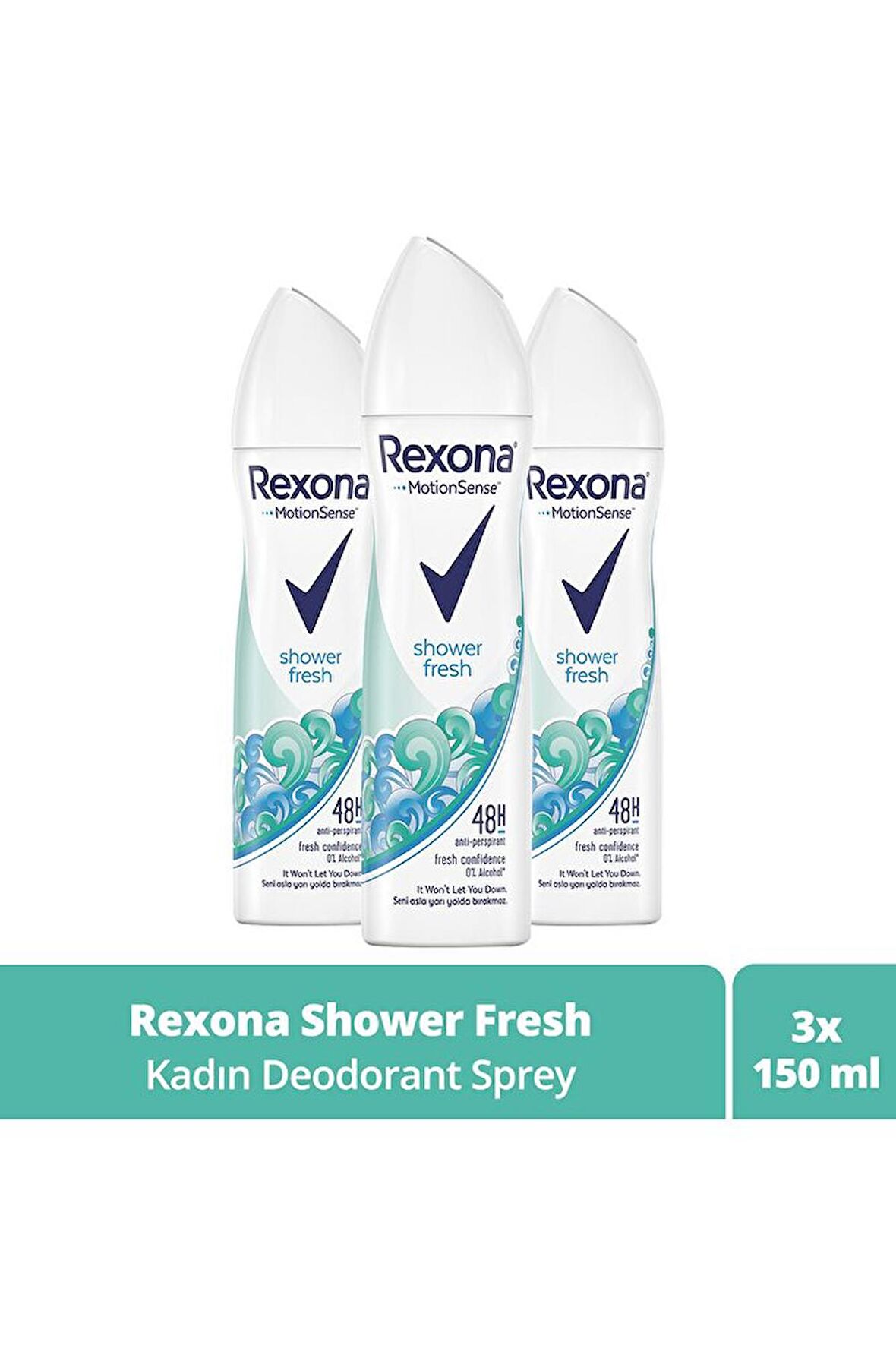 Rexona Kadın Deodorant Shower Fresh 150 ML - 3'lü Avantaj Paketi