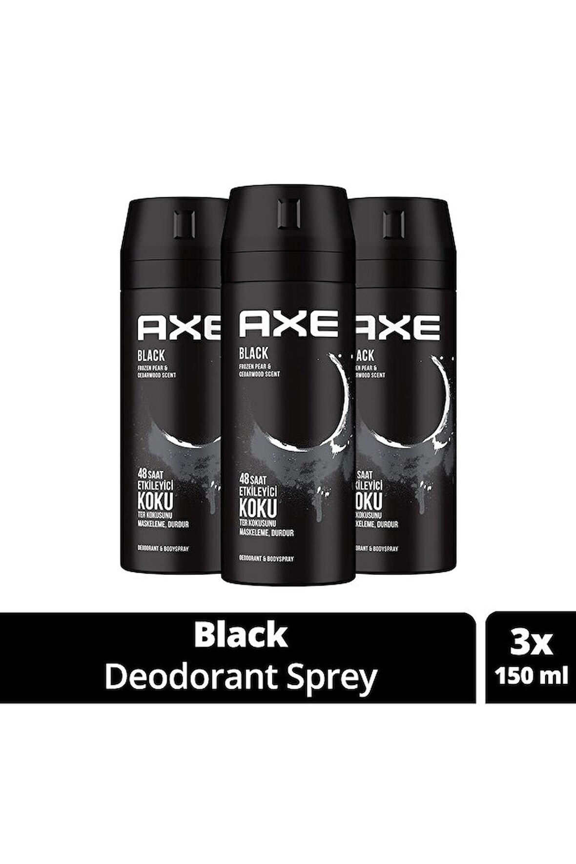 Axe Men Deodorant Black 150 ML - 3'lü Avantaj Paketi